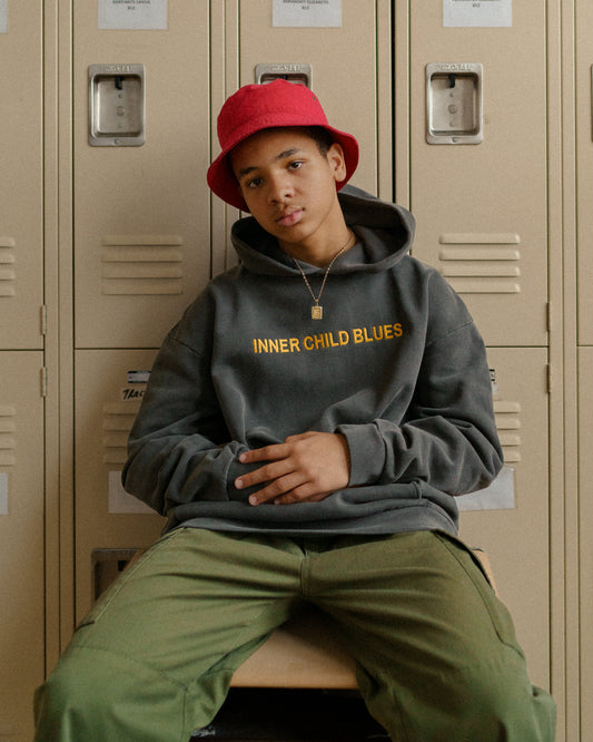 nner Child Blues Hoodie – The Silhouette | Oversized Black Animation-Inspired Sweatshirt