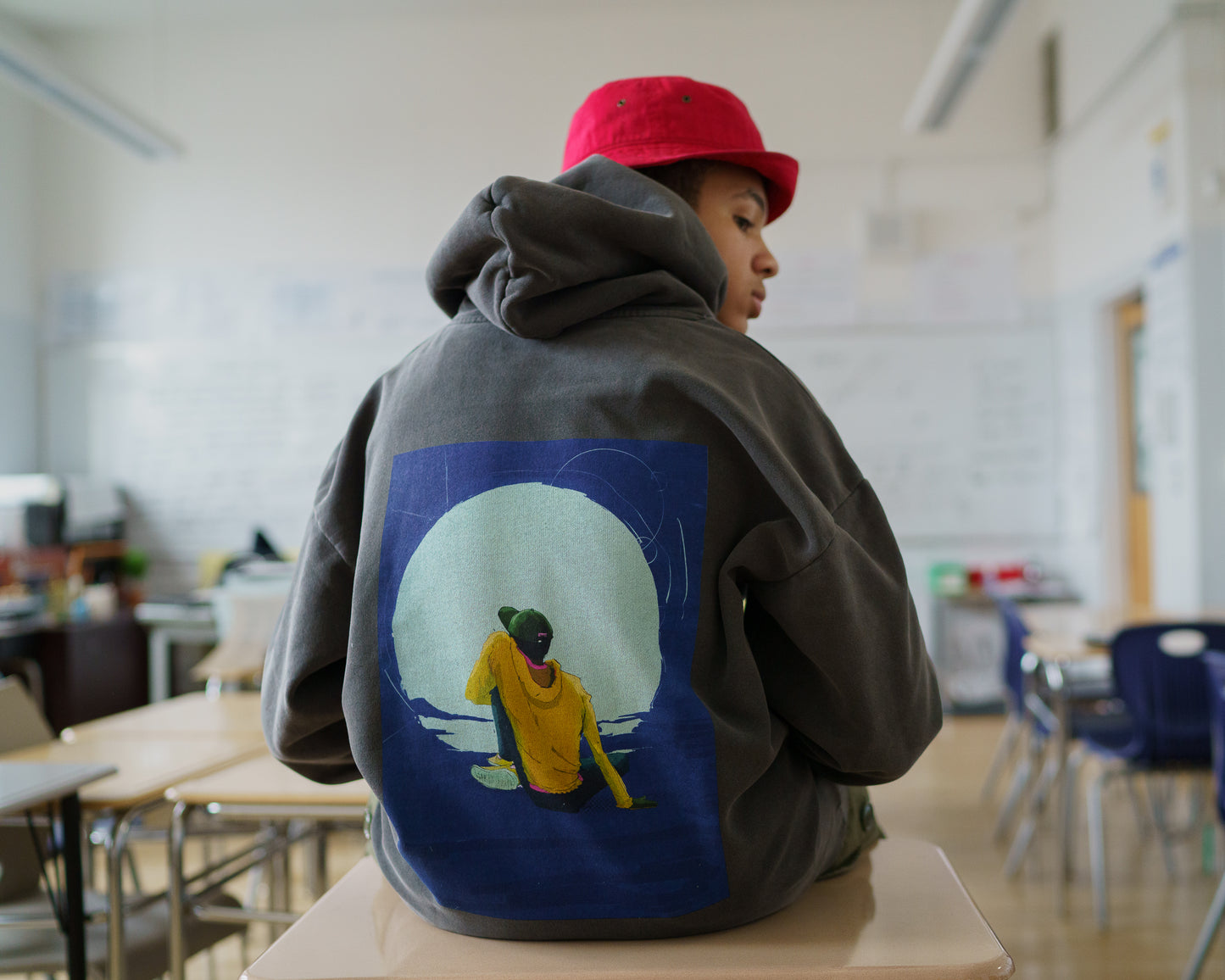 nner Child Blues Hoodie – The Silhouette | Oversized Black Animation-Inspired Sweatshirt